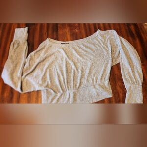 Comfort Off Shoulder crop Top - Heather Grey